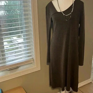 [M]Cassis Merino Wool Brown LS  Sweater Dress